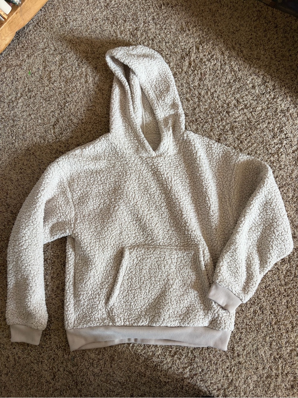 American Eagle Outfitters Cream Sherpa Hoodie Sweatshirt
